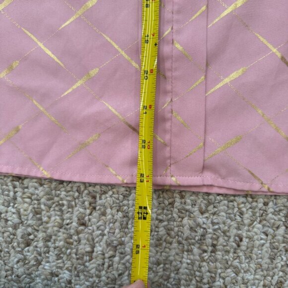 Shein Blouse womens Small Blush Pink Gold Print Short Sleeve Casual Loose Fit - Picture 8 of 12